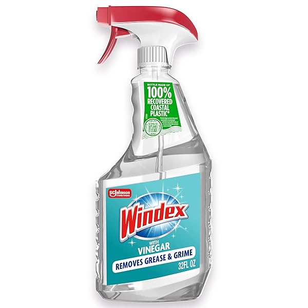 WINDEX WITH VINEGAR GLASS CLEANER, SPRAY BOTTLE, 32 FL OZ