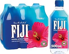 FIJI Natural Artesian Bottled Water 500 mL / 16.9 Fl Ounce (Pack of 6) - 100% Recycled Plastic