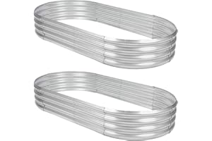 SOMXOY 2PCS 4FT Raised Garden Bed,Galvanized Planter Box Oval Large Matel Steel Backyard Beds Outdoor for Vegetables,Flowers,Herbs,Plant