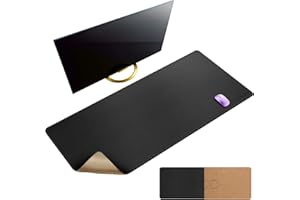 MAIDERN 47.2" x 23.6" Desk Pad, Large XXL Cork & Leather Desk Mat, Full Desk Mouse Pad, Reversible Desk Pad, Desk Pad Protector for Gaming Home Office (Black)