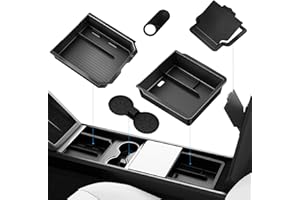 XINTUO Center Console Organizer Tray for Tesla Model 3 Accessories 2024 2025, Cup Holder, Hidden Storage Box & Armrest Drawer Organizer for Tesla Model 3 Highland