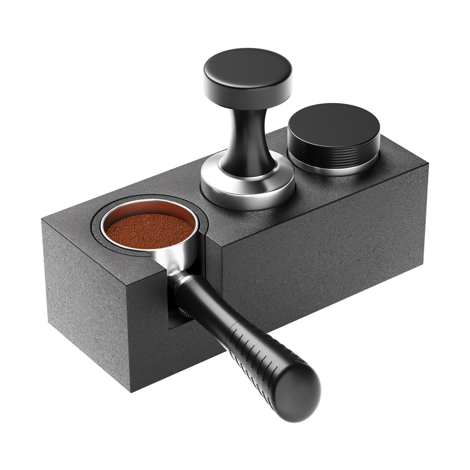 Bemodst Coffee Tamper, Coffee Grinder Set Base, Espresso Compaction Station, Espresso Tamper, Perfect Prep Machine Filter, Portafilter, Suitable for 51-58mm Tamper Tool, Espresso Tools.（Black）