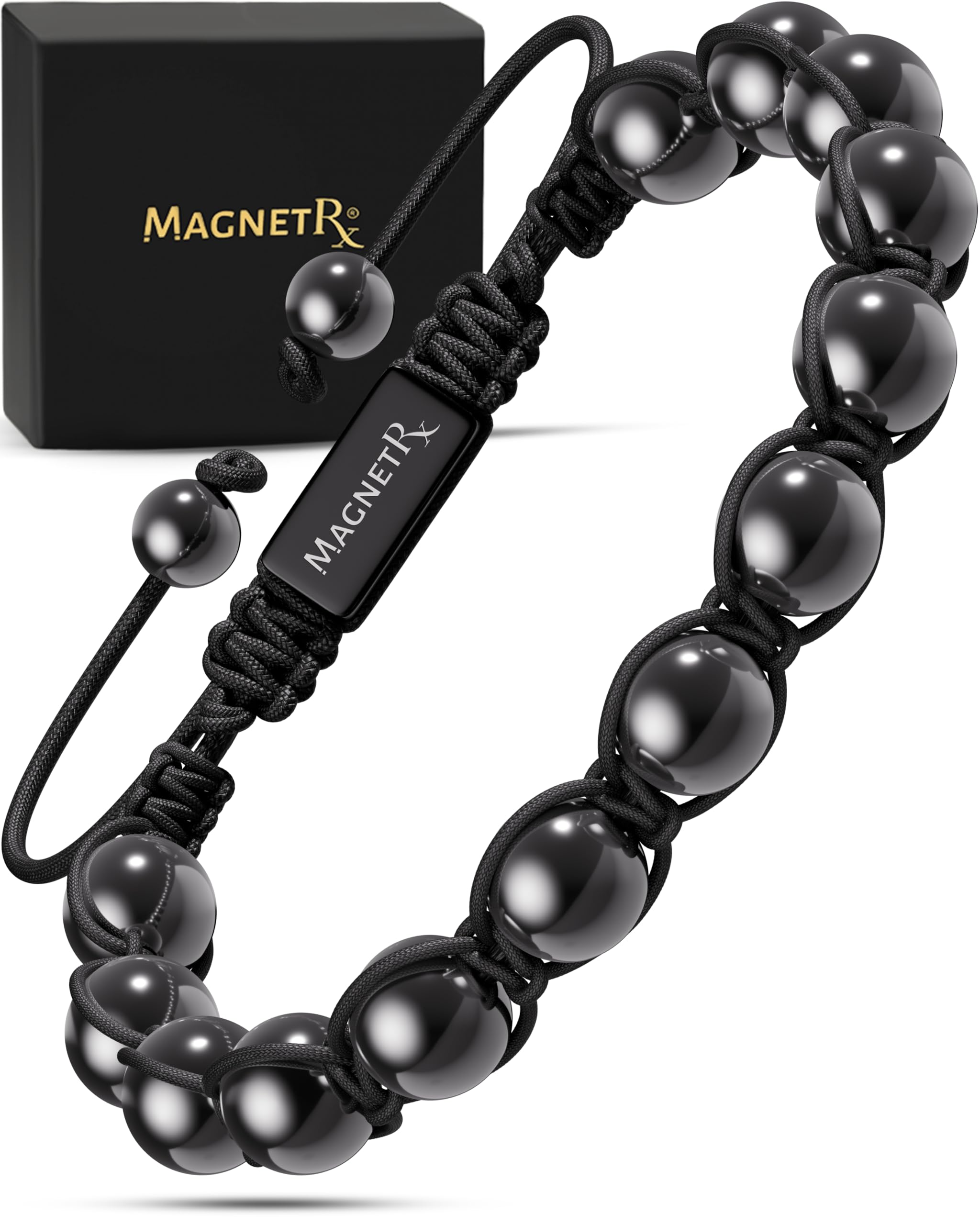 MagnetRX® Magnetic Hematite Bracelet – MAX Strength Magnetic Stones – Beaded Bracelets for Men and Women (Bali 8mm Bead)