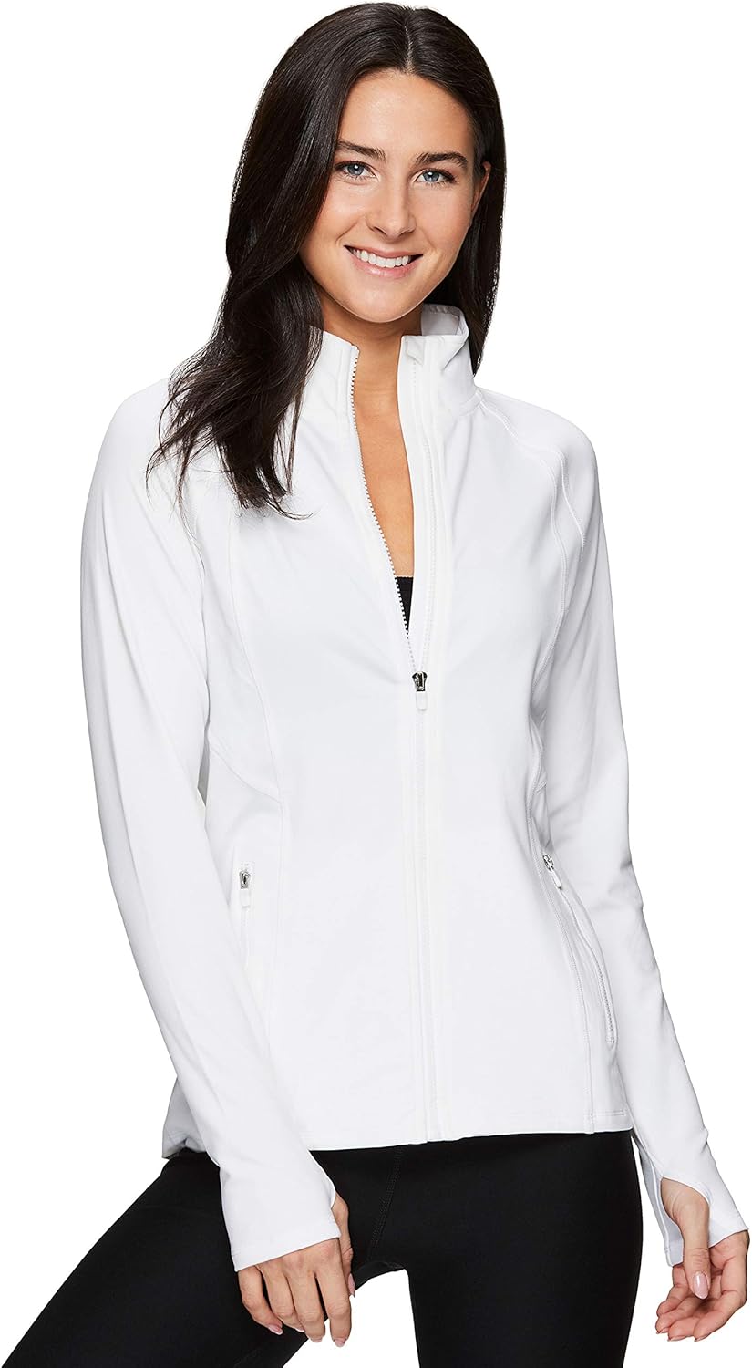 RBX Active Women's Athletic Performance Peached Ultra Soft Zip Up Running Jacket with Pockets: Clothing