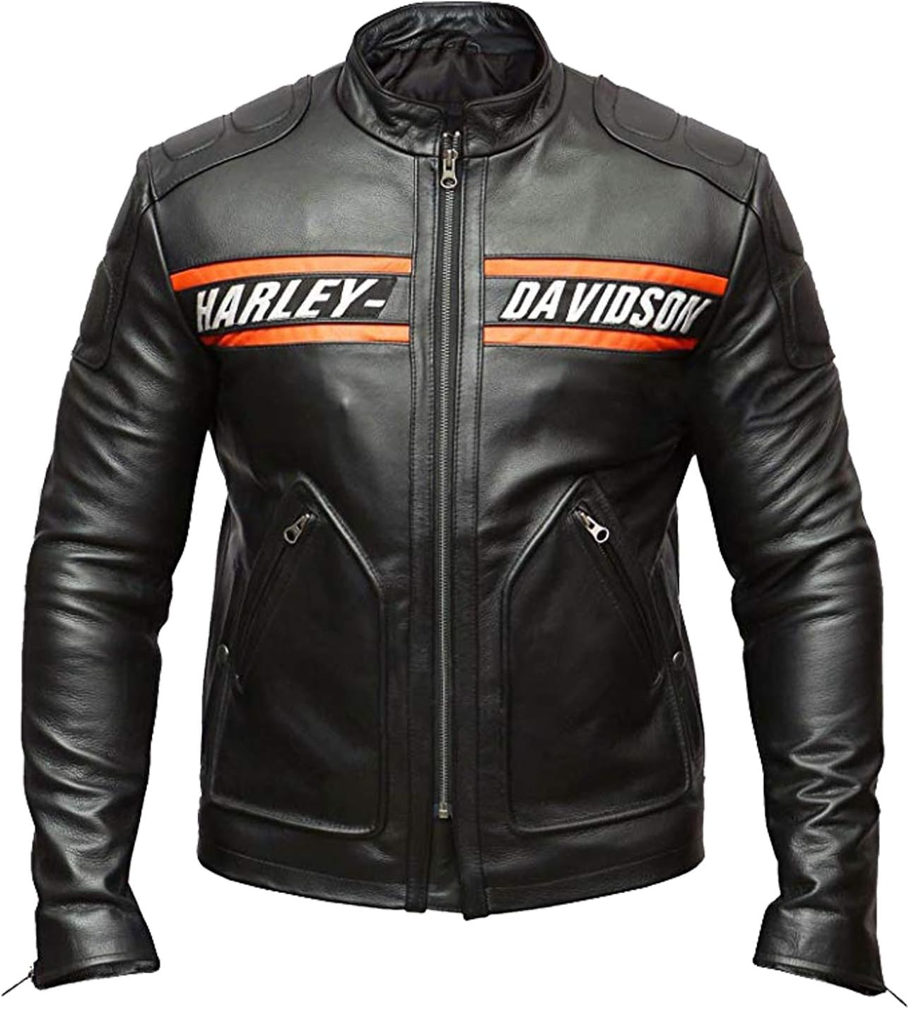 Marlboro Gears Mens Goldberg Vintage Motorcycle Cowhide Leather Jacket - Black-m