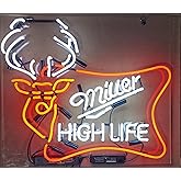 Neon Signs for Wall Decor 24x20inch miller High Life Outdoors Deer Buck Stag Sign (varioussizes) Beer Bar Pub Man Cave Business Glass Lamp Light Neon Tubing