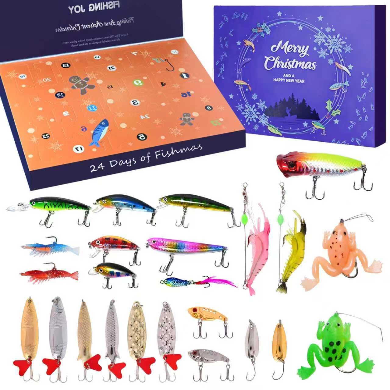 Fishing Advent Calendar 2025 for Adults Teen Boys Fisher, 24 Days Christmas Countdown Fishing Lures Tackle Set - Xmas Surprise Fish Bait Gifts