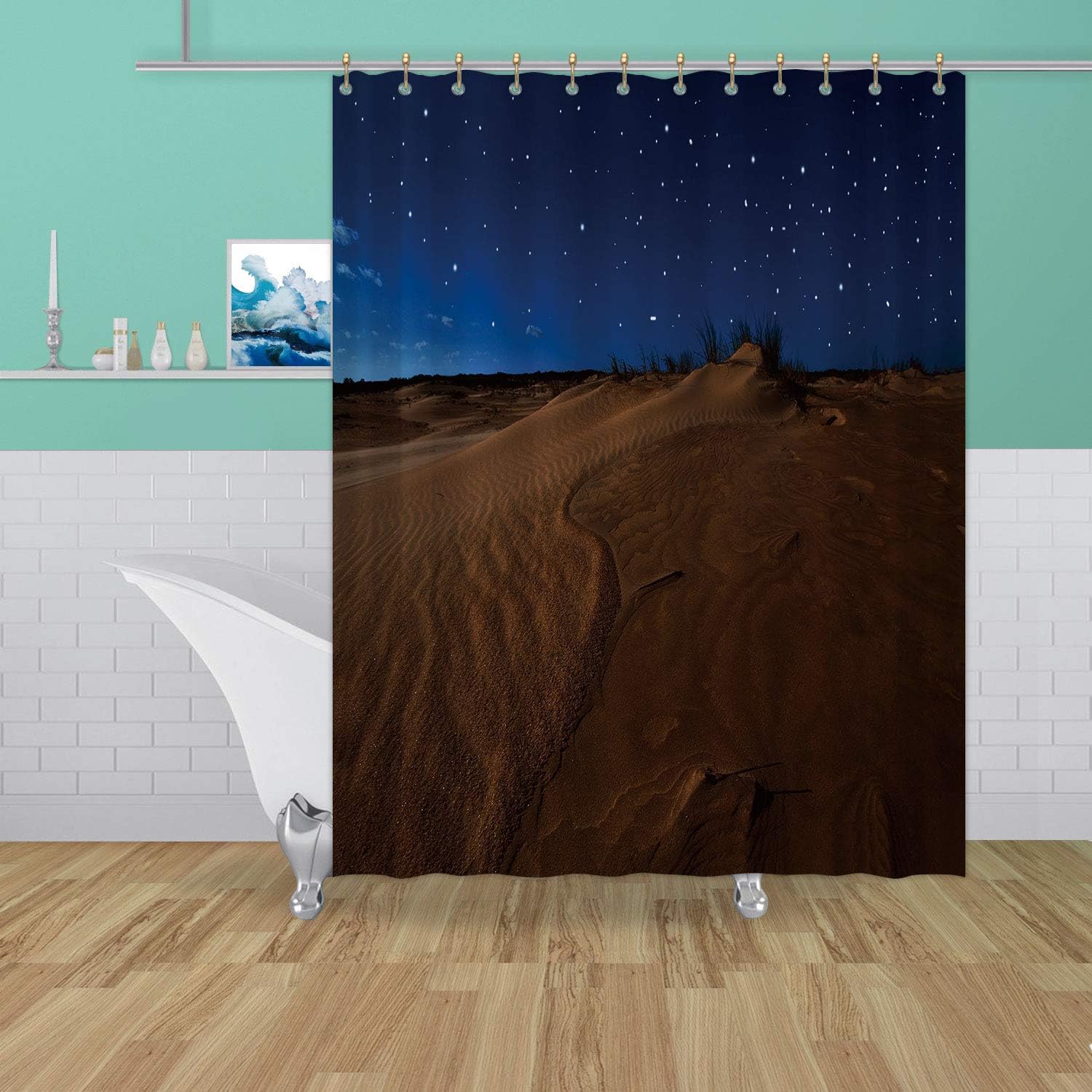Desert D Dunes Under A Starry Night Sky Desert Bathroom Decor Set Night With Hooks 71 In By 59 In Wxh Amazon Ca Home Kitchen