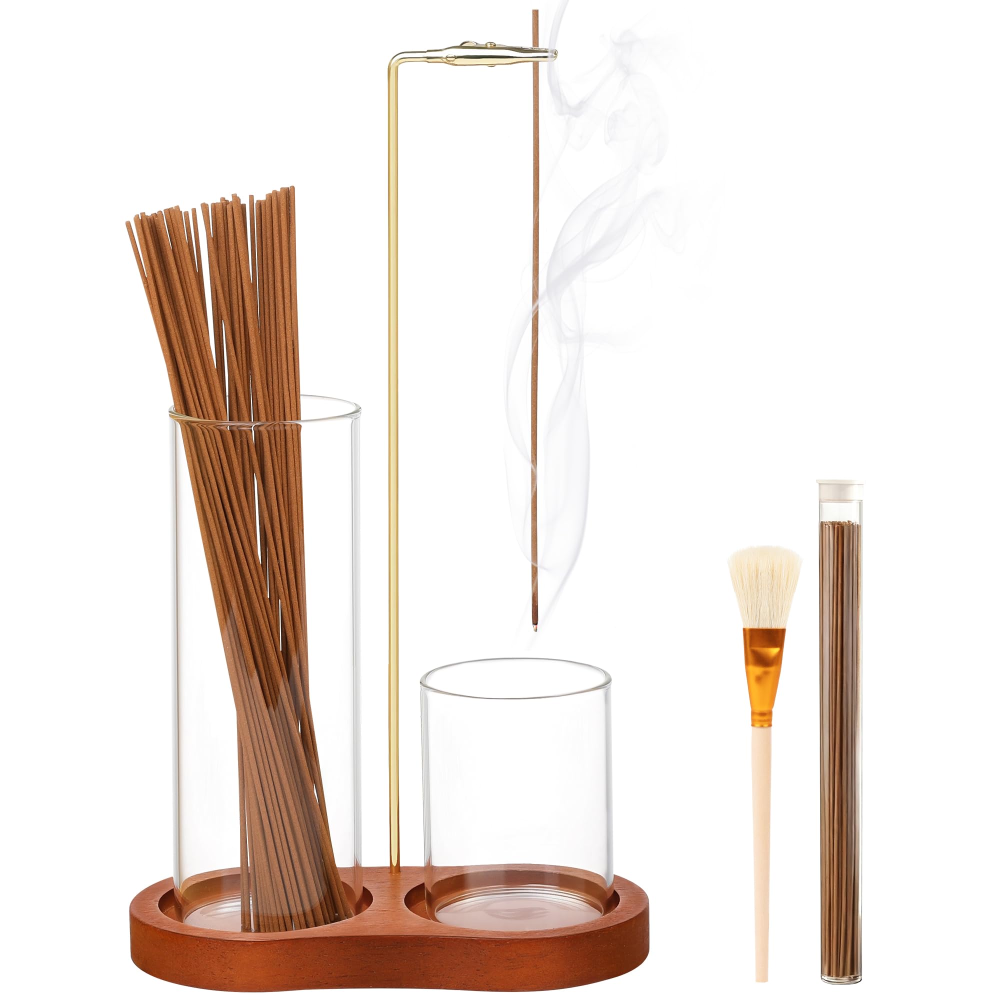 Photo 1 of **MISSING PARTS - See clerk notes**
2 in 1 Incense Holder for Sticks, Wooden Incense Holder for Sticks with Glass Ash Catcher, Anti-ash Incense Burner with 20 Incense Sticks and a Ash Brush for Meditation Yoga Spa Room Decor