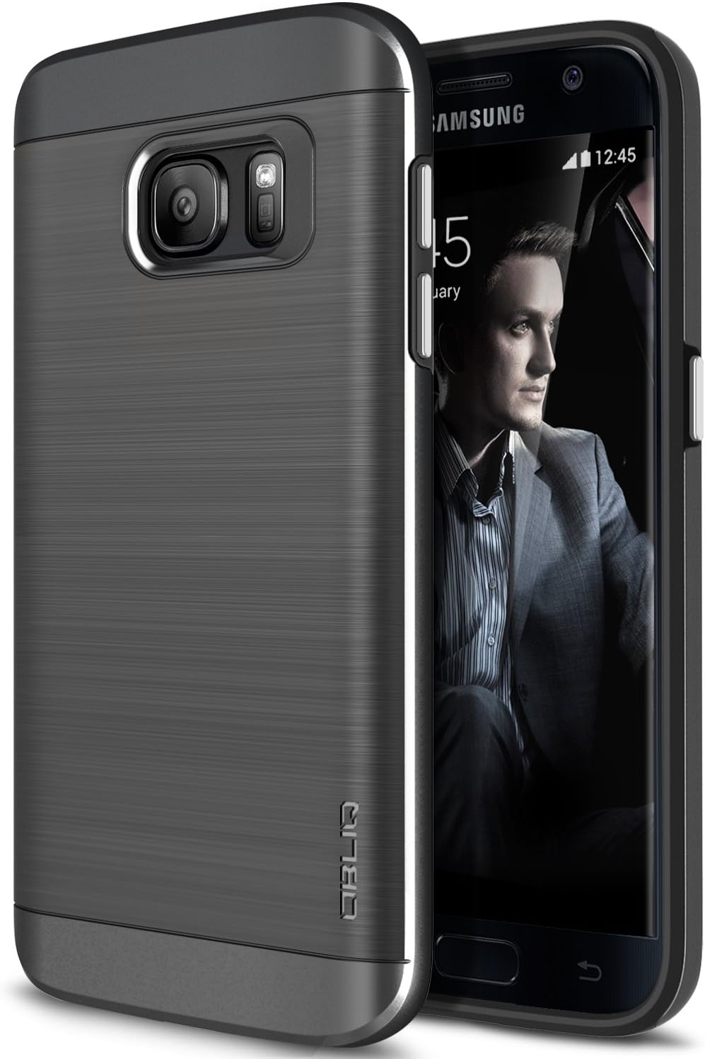 Galaxy S7 Case, OBLIQ [Slim Meta][Titanium Space Gray] Slim Fit Premium Dual Layer Protection Case with Metallic Brush Finish Back with Shock Absorbing TPU Inner Layer for Samsung Galaxy S7
