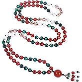 Ayriwoyi 108 Mala Beads Genuine Semi-Precious Gemstone Hand Knotted 8MM Prayer Beads Long Multicolor Necklace 40 Inches