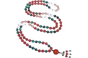 Ayriwoyi 108 Mala Beads Genuine Semi-Precious Gemstone Hand Knotted 8MM Prayer Beads Long Multicolor Necklace 40 Inches