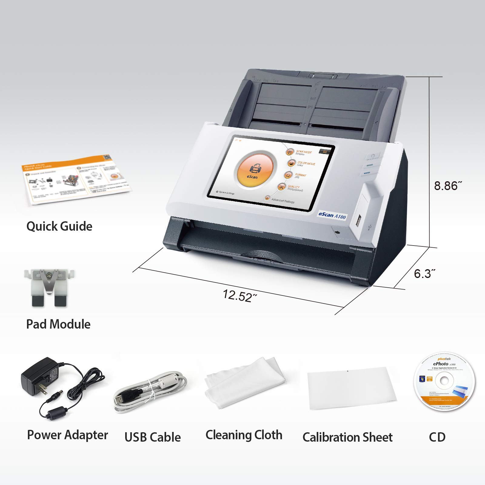 Plustek eScan A180, PC-Less Duplex Wireless Network Document Scanner, 7