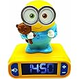 LEXiBOOK - Minions - Bob Digital Alarm Clock with Night Light - Snooze Function - Minions Sound Effects - for Children/Kids - Luminous Clock with Bob, Yellow/Blue - RL800DES