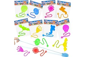 Mchochy 28 pcs Halloween Sticky Hands Toys for Kids, Skull Bat Ghost Pumpkin Styles Sticky Stretchy Toys for Goodie Bags, Pinata Fillers, Classroom Prizes Halloween Trick or Treat Party Favors