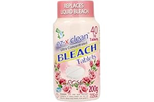 EZ-X CLEAN Ultra Concentrated Water Activated Bleach Tablets for Laundry and Multipurpose Cleaning. 40 Tablets 7.05 OZ Phosphate Free Replaces Liquid BLEACHES (Rose)