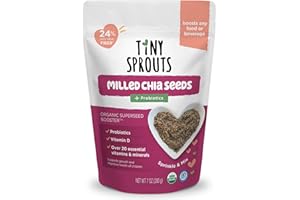 TINY SPROUTS ORGANIC SUPERSEED BOOSTERS Tiny Sprouts Organic Milled Chia Seeds + Full Serving Probiotic + Vitamin D3 I Kids Superfood Nutrition Booster I Plant-Based Omega-3, Prebiotic Fiber, Calcium, Protein I Gluten-Free, Dairy-Free Superseed Blend I 7 oz x 1 Pack