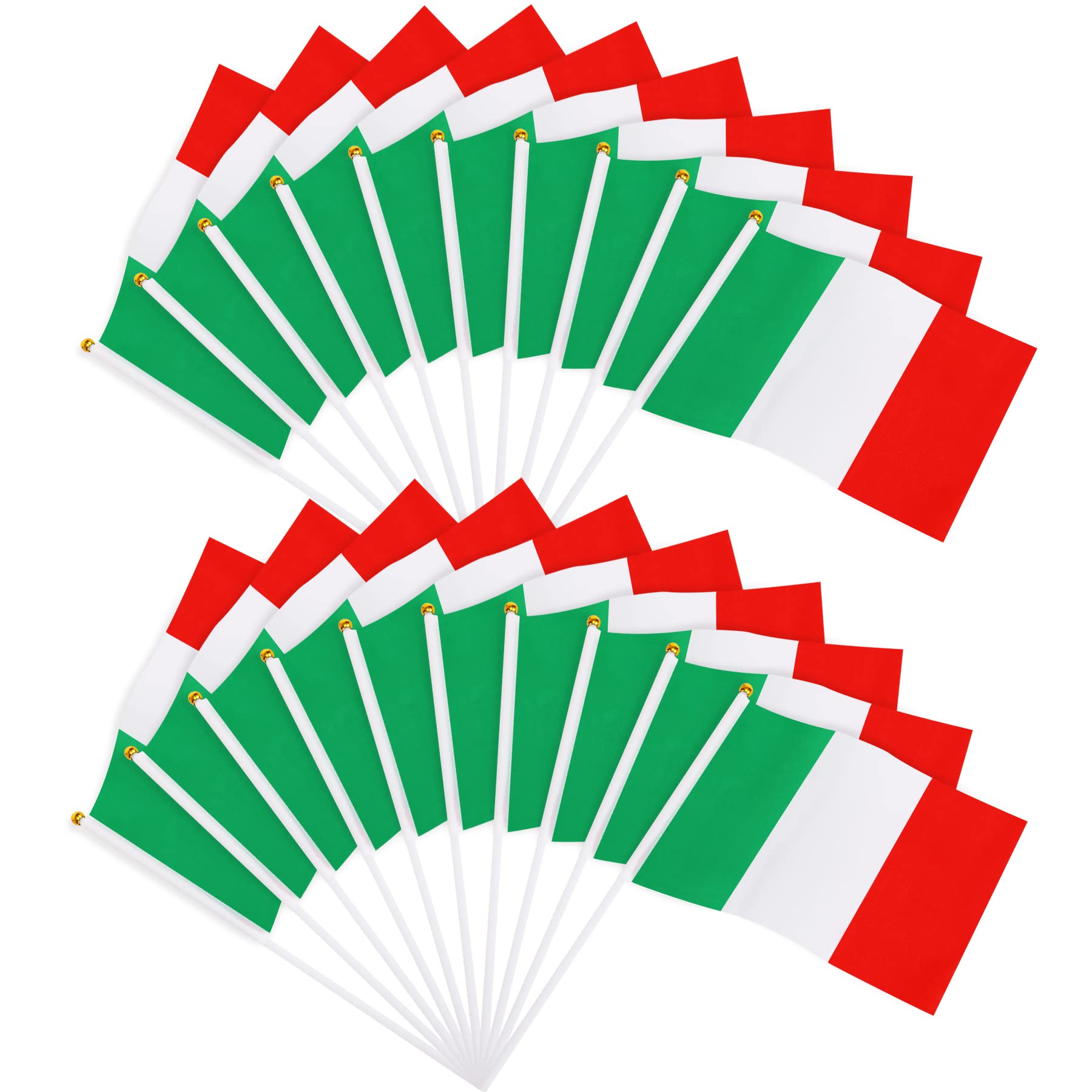 JUNEBRUSHS 20 Pcs Italy Flag, 14x21cm Mini Handheld Flags Pocket National Flags Olympics 2025 Decorations (Italy flags)