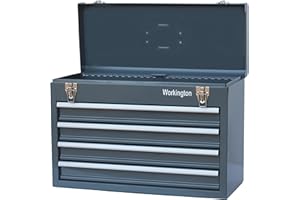 Workington Portable Metal Tool Chest with 4 Drawers, 20" 4-Drawer Tool Chest Cabinet with Ball Bearing Drawer Slides, Steel Tool Storage Box Organizer 4004 Gray