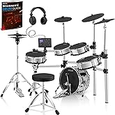AKLOT Acoustic-Style Electric Drum Set: Independent 16&rsquo;&rsquo; Wooden Bass Drum and 12&rsquo;&rsquo; Snare, Triple-Zone Ride Cymbal, Standalone Hi-Hat, Full Mesh Pads, 460 Sounds, USB MIDI, Throne, Sticks, Black