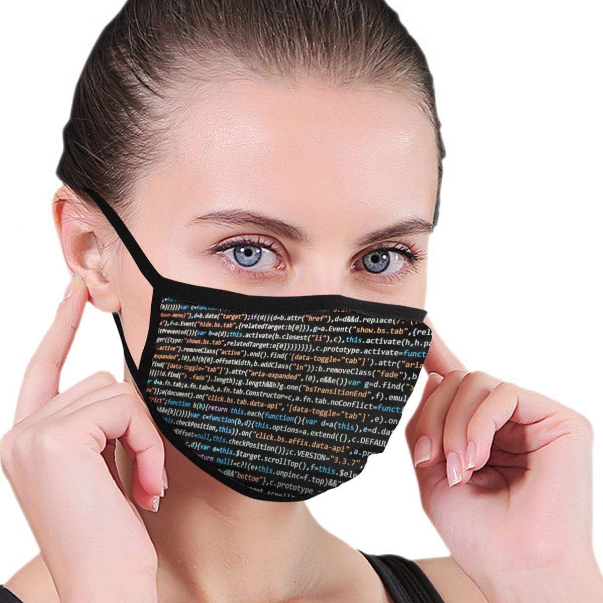 WOWRIGHT Mouth Mask for Men Women, Washeable Reusable Anti Dust Face Mask with Soft Ear Loops, Programmer Computer Code