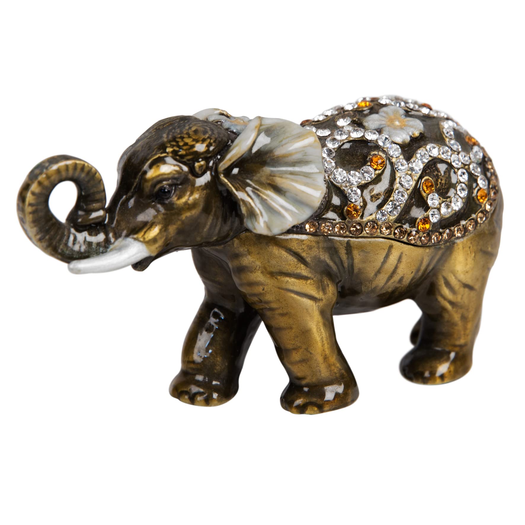 Elephant with Curled Trunk Trinket Box - Ornament - Treasured Trinkets
