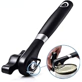 RICKUNCL Side Cut Can Opener, Smooth Edge Manual Can Opener, Black | Safety Side Cut Blade Creates Smooth Edges, Large Soft-Touch Knob and Non-Slip Handle Provide Comfortable Everyday Use