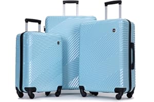 Tripcomp Luggage Sets 3 Piece, Hardside PC ABS Suitcase Set with Spinner Wheels, Lightweight Travel Carry-on and Checked Luggage, 3-Piece Set(20/24/28),Light Blue