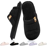 GOEWY Open Toe Slippers for Women Indoor and Outdoor with Memory Foam Cute Slipper Soft House Shoes Slides Sandals Slip On Gifts for Women Mom Her Ladies Bridesmaid Corduroy