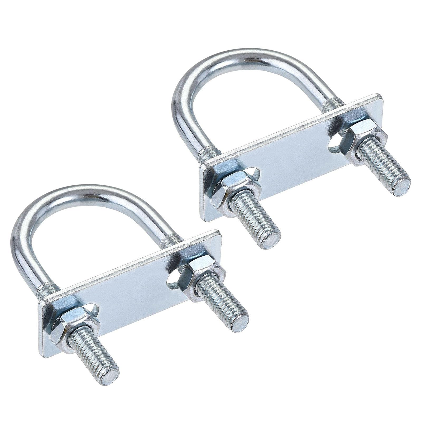 TA-VIGOR 2 sets M8 Round U-Bolts, 35mm Inner Width 75mm Length Steel U-Bolts with Nut, Plate for Attaching Piping Conduit Cable Tube Brackets Boat Trailer