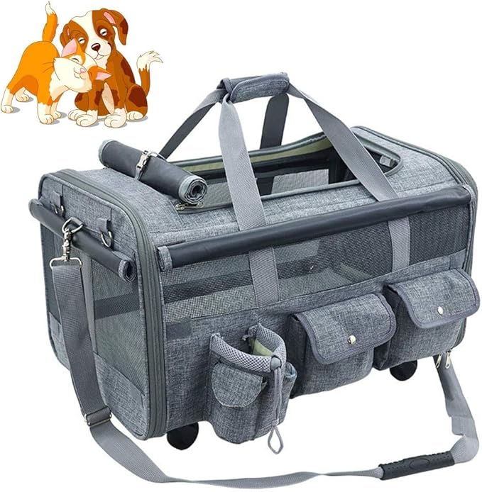 Transparente Katzentrage Mit Rädern - Atmungsaktiver Haustier Transport