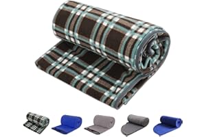 REDCAMP Fleece Sleeping Bag Liner Thicker for Adult Warm or Cold Weather, 73" Long Full Sized Zipper Camping Blanket for Outdoor Indoor Used with Sack, Brown