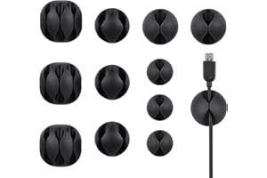 Avantree 12 Pack Long Lasting Cable Clips, Desktop Cord Holder & Hider, Charging Cable Drop Organizer & Management System for