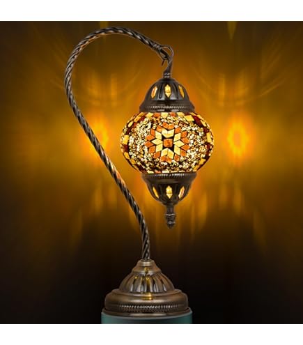 Yarra-Decor Turkish Moroccan Lamp with Bronze Base 3-Way Color