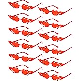 Dunzy 12 Pairs Fire Shaped Sunglasses Rimless Flame Glasses Wave Fire Y2K Glasses Frameless Eyewear(Light Red)