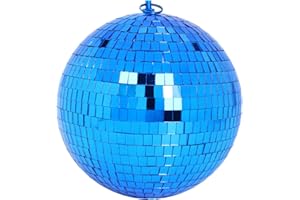 DJBOOMY Mirror Ball, 8 inch Reflective Light Dance Disco Balls with Hanging Ring for DJ Club Party,Home Decoration, Family Gathering Live Stage (8 inch, Blue)