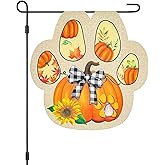 Vigor Home Dog Paw Point Fall Garden Flag 14x14 Inch Double Sided, Pumpkins Sunflower Outside Small Yard Sign Outdoor Flags Autumn Thanksgiving Seasonal Porch Decoration