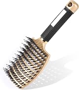 URAQT Boar Bristle Paddle Hair Brush for All Hair Types Red view 1
