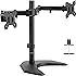 VIVO Dual LED LCD Monitor Free-Standing Desk Stand for 2 Screens up to 27 inches | Heavy-Duty Fully Adjustable Arms with Optional Bolt-Through Grommet Mount (STAND-V002F)