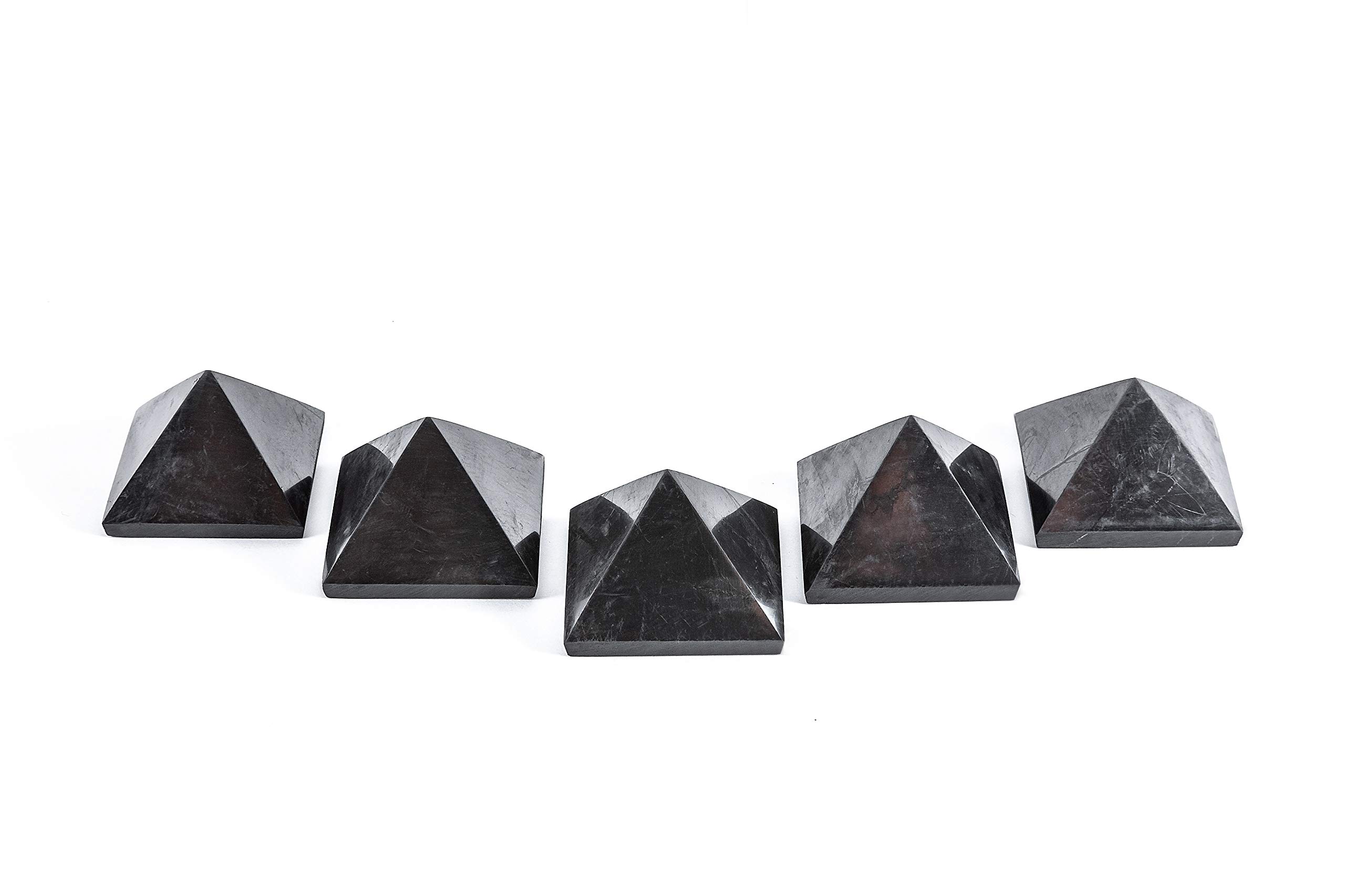 SN NATURSTEIN UG - Shungite Polished Pyramid 3 cm | Gem Stone from Karelia - 5 Units