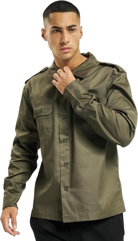 US Shirt Long Sleeve, Color: olive, Size: S