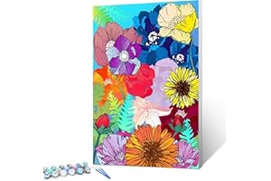 Fuinkqe Paint by Numbers Kit for Adults Beginners, DIY Flowers Adult Painting by Number on Canvas, Easy Acrylic Art Pictures Drawing Paintwork Without Frame for Home Wall, 16x20 Inch