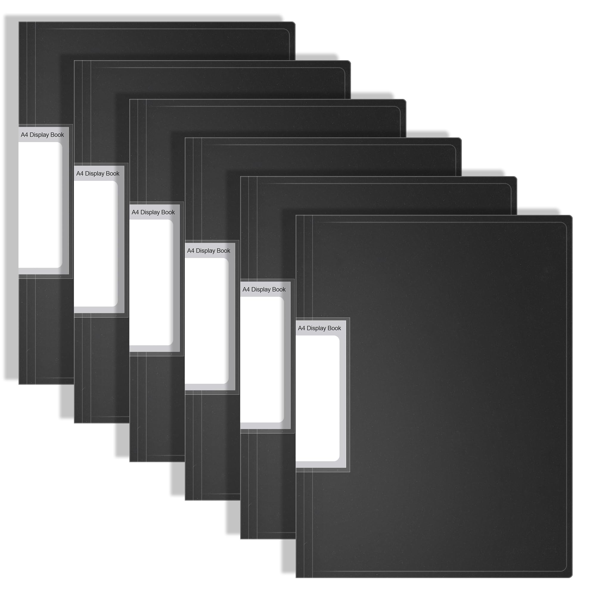 FOSHISY 60-Pocket A4 Binder with Plastic Sleeves, Heavy Duty Art Portfolio Folder with Clear Sheet Protectors, Display Book for Artwork, Document Organizer Binder (Black, 60 Pockets, 6 Pack)