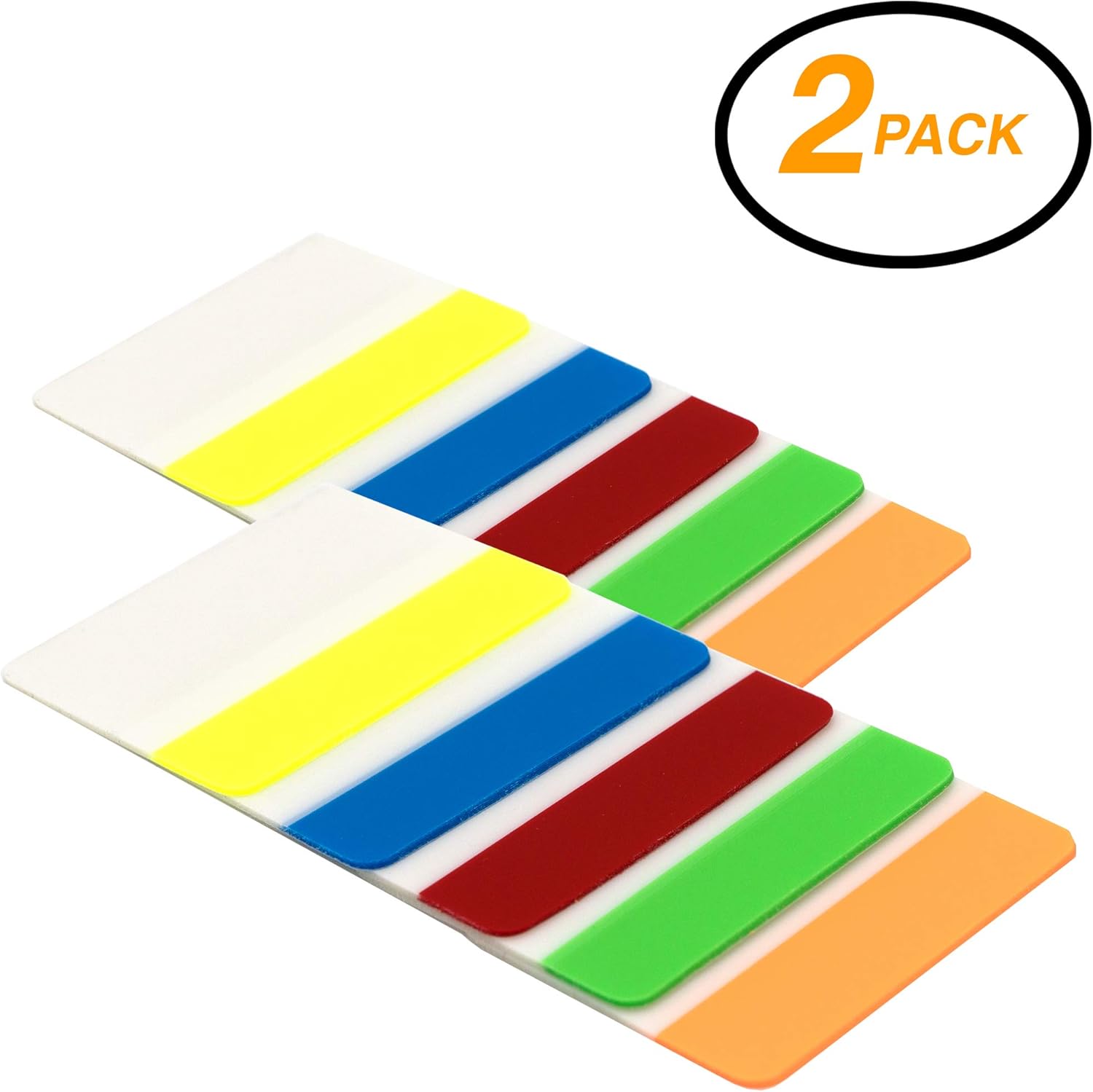 Emraw Colorful Sticky Filing Tabs Page Index Markers, 2" x 1.5" Neon Bright Colored Reusable Self Stick Write-On Stick-It File Insert Tabs - Pack of 60 Tabs : Office Products