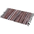 OWUKS Chindi Rag Rug, Machine Washable Cotton Reversible Rag Rug Hand Woven Multi Color Striped Area Rug Floor Rugs for Bedroom, Living Room, Kitchen and Laundry Room (28'' x 47", Coffee)