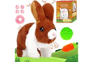 Bilinott Bunny Toys for Kids, Realistic Rabbit Toys with Jumping Action, Wiggling Ears, Twitching Mouth and Nose, Ideal Stuffed Rabbit Gift for 3+ Kids for Easter, Birthdays, Halloween, and Christmas