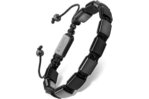 RTZN® Black Onyx Bracelet for Men – Premium Artisan Handcrafted Authentic Matte Black Bead Bracelet for Men – 9MM Adjustable Mens Beaded Bracelets (Havana)