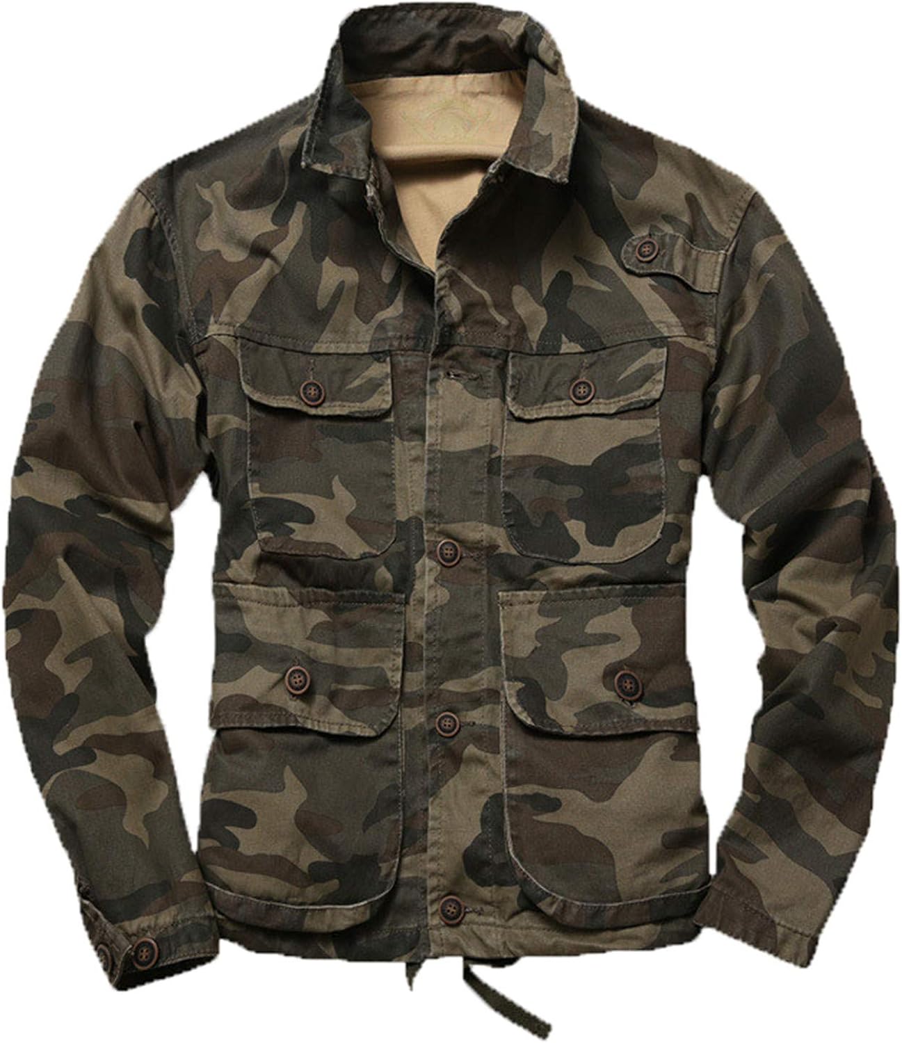Mens Camouflage Cargo Jackets with Pockets Military Style Camo Tactical