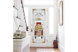 SHINE-HOME Sunflower Red French Sidelight Front Door Curtain for Door Window/Doorways 25"x72", American Farm Truck Flag Flower Retro Wooden Kitchen Small Side Back Window Door Rod Pocket Drape Panel Curtain