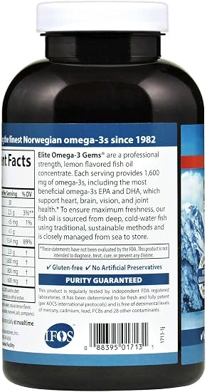 Carlson labs elite omega-3 gems fish Oil, 300 Soft Gel (088395017131)